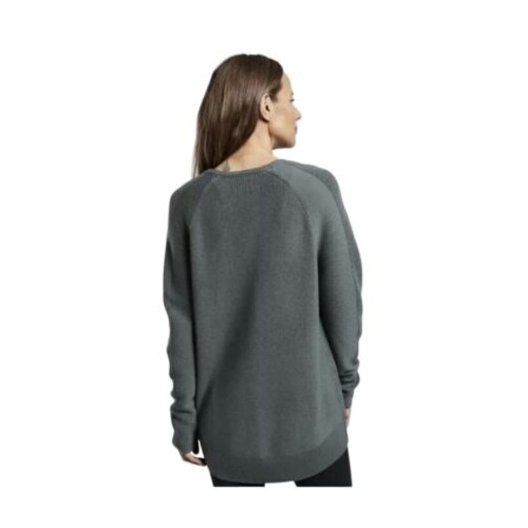 Athleta Hanover V Neck Sweater Womens Size M Merino Wool Blend Gray Oversized - Picture 2 of 13